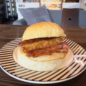 Bacon, Sausage & Egg Bun
